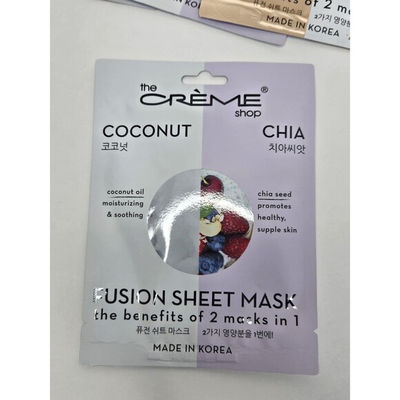The Creme Shop Fusion Sheet Mask Set Of 6 Watermelon, Tumeric, Rose Gold Coconut - Picture 7 of 9